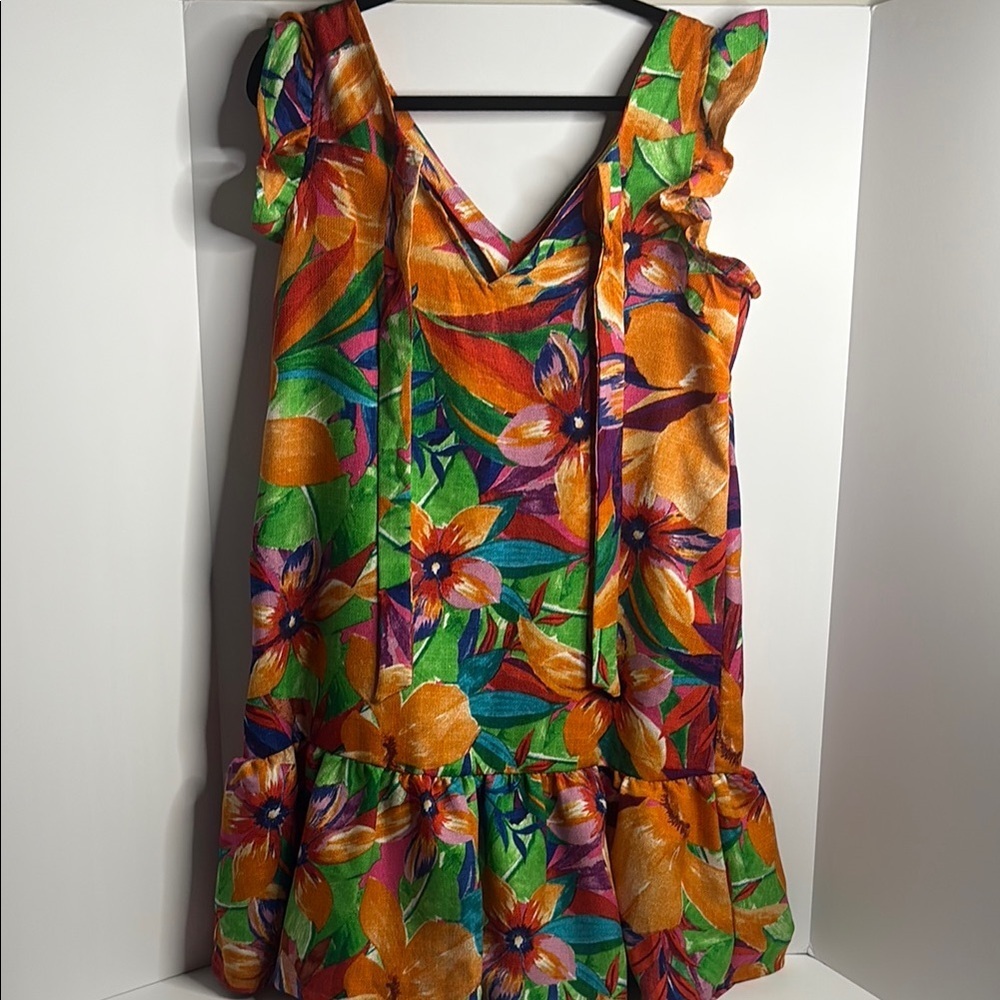 Cocomo Vibrant Floral Women's Dress - Orange, Green, Purple - Picture 5 of 10